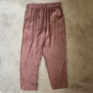 M.A.P. Dusty Rose Mauve 100% Silk Drawstring Joggers Sleep Lounge Pants size M